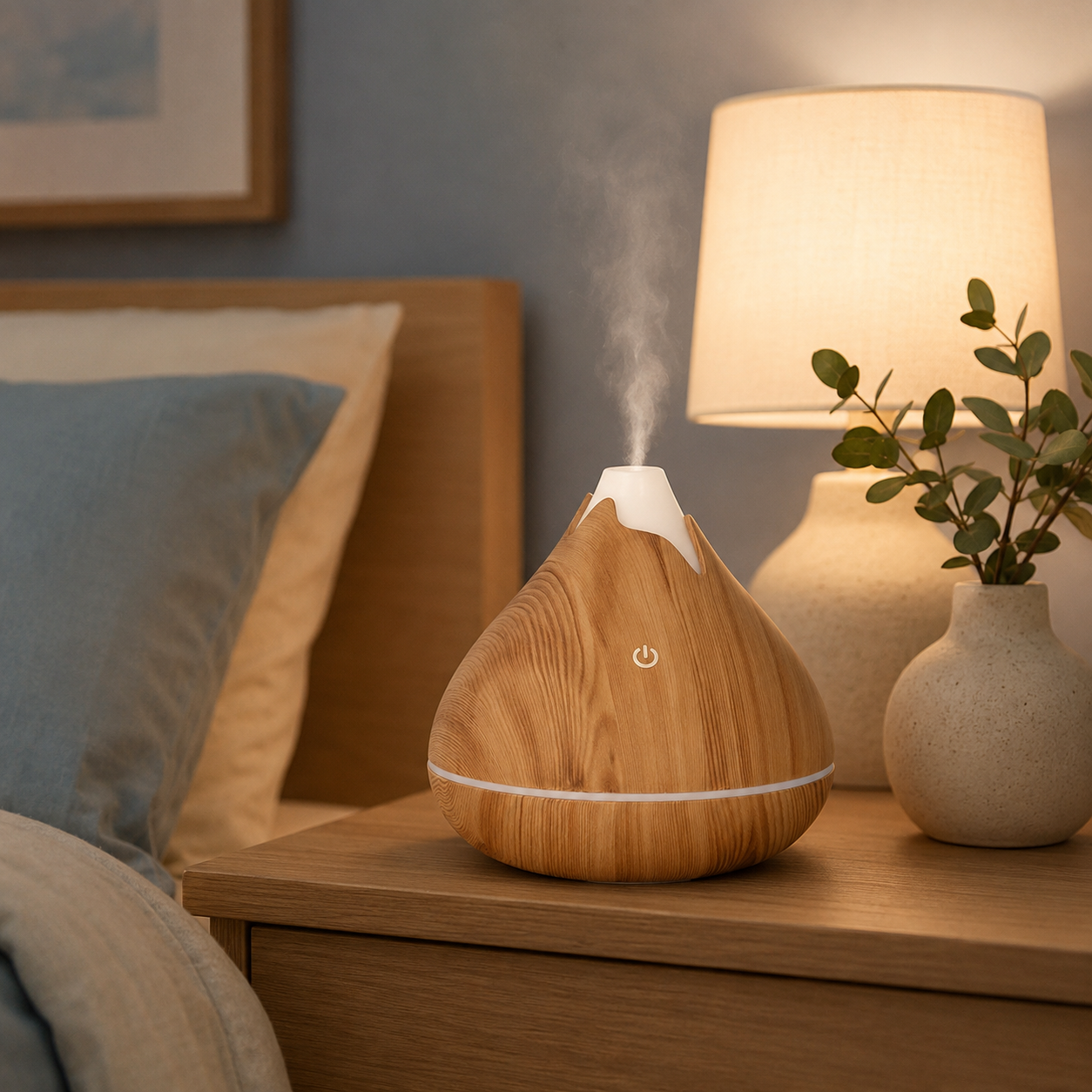 350ml Wood Grain Essential Oil Diffuser – Remote Control, 7-Color LED, Ultrasonic Humidifier | Mistelio