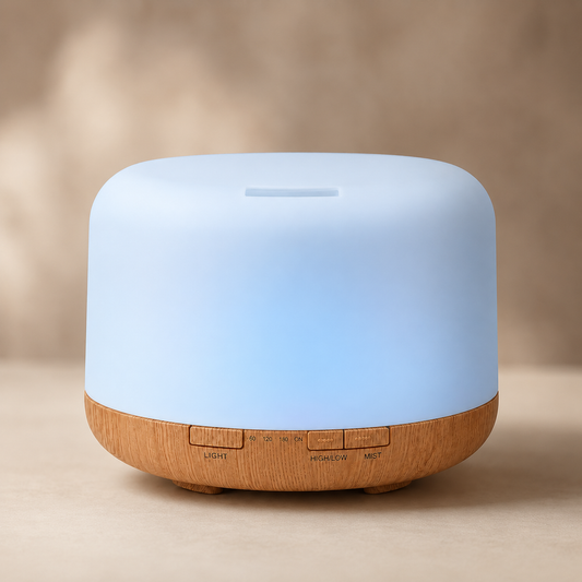 Wood Grain Sphere Diffuser - 300ml Remote Control Humidifier with 7-Color LED | Mistelio