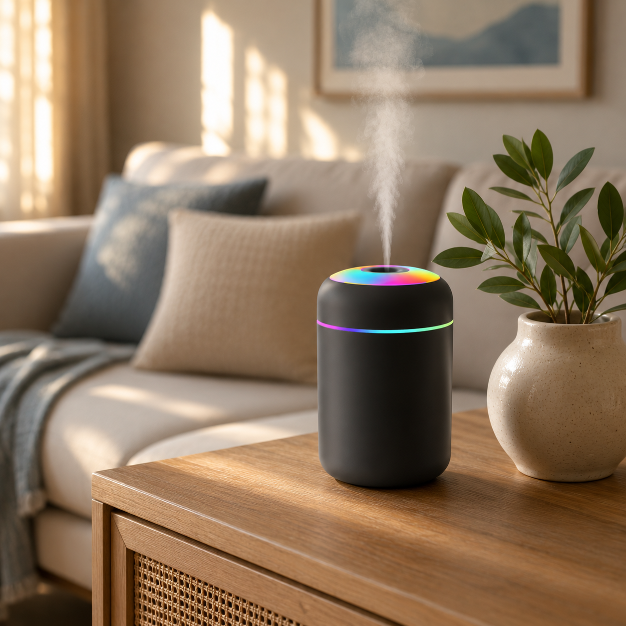 Compact Mini USB Humidifier – Cool Mist & LED Diffuser, Bedroom, Car | Mistelio