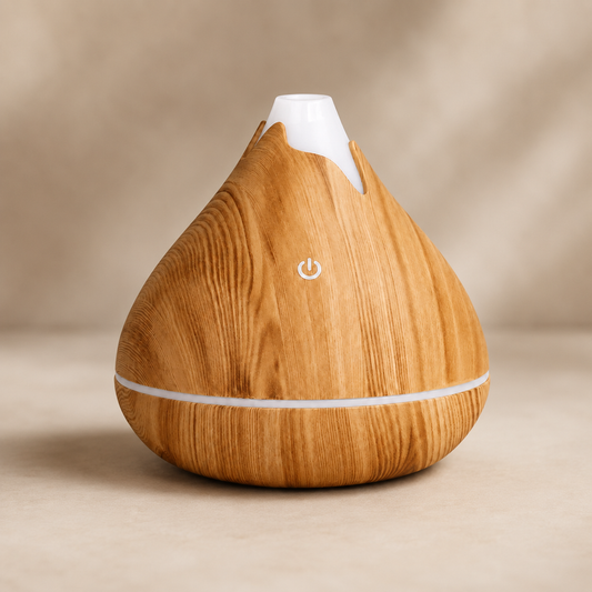 350ml Wood Grain Essential Oil Diffuser – Remote Control, 7-Color LED, Ultrasonic Humidifier | Mistelio