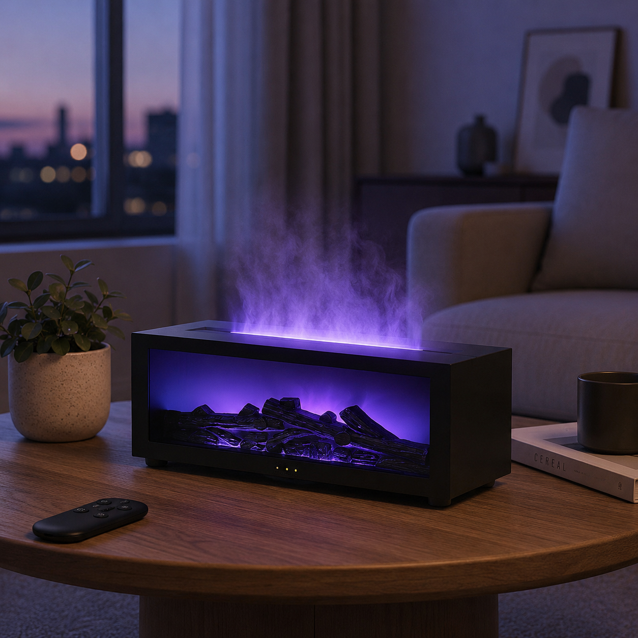 Flame Aroma Diffuser – Fireplace-Style Humidifier with Remote Control | Mistelio