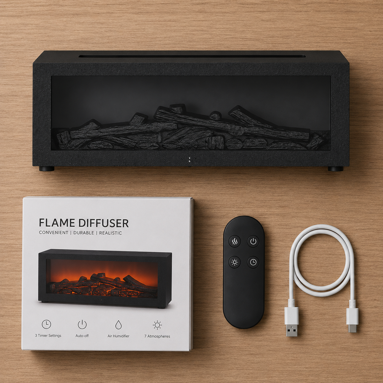 Flame Aroma Diffuser – Fireplace-Style Humidifier with Remote Control | Mistelio