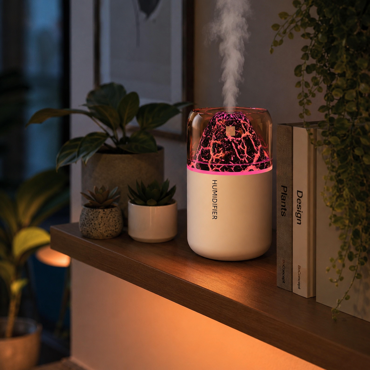 Volcanic Lava Lamp Humidifier – USB Aroma Diffuser with Color Light | Mistelio