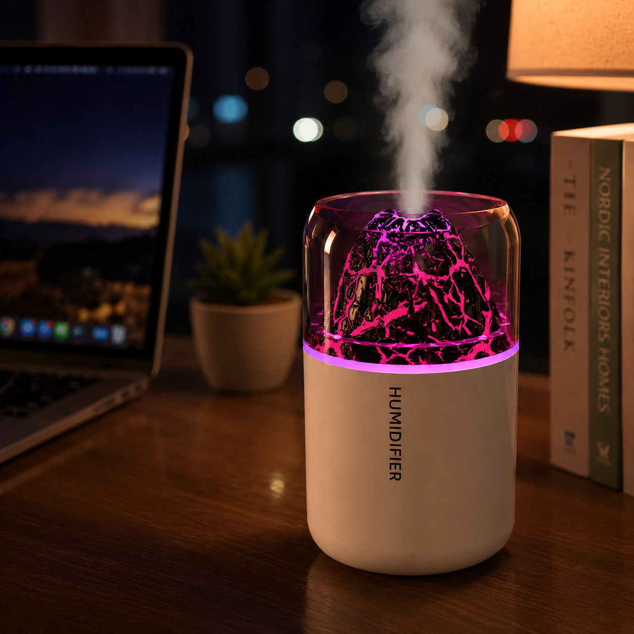 Volcanic Lava Lamp Humidifier – USB Aroma Diffuser with Color Light | Mistelio