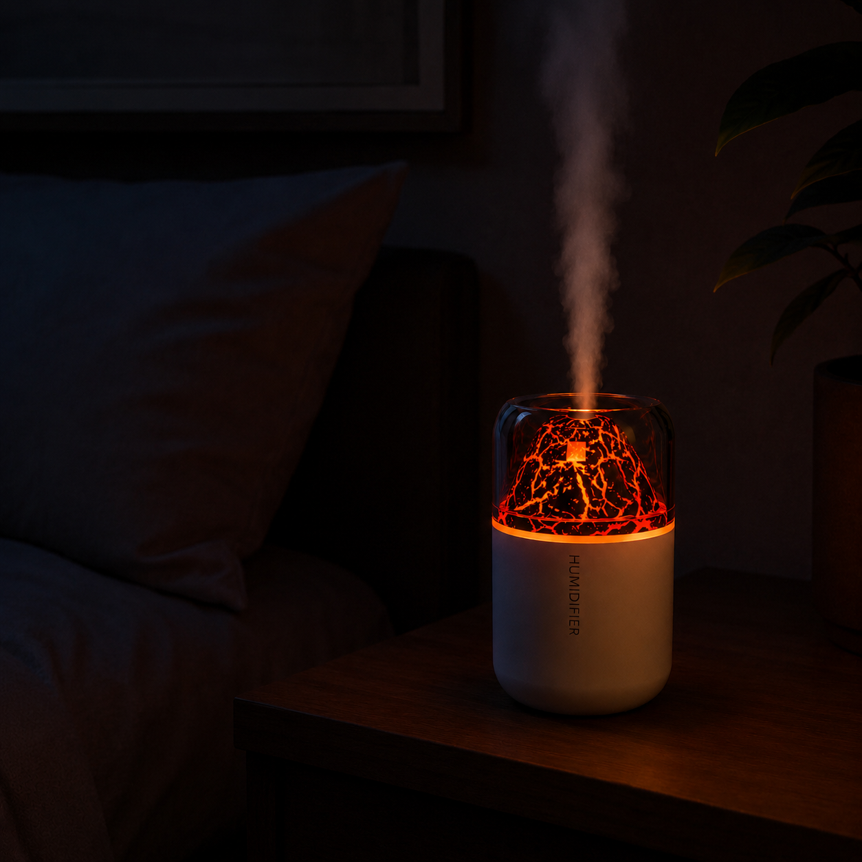 Volcanic Lava Lamp Humidifier – USB Aroma Diffuser with Color Light | Mistelio