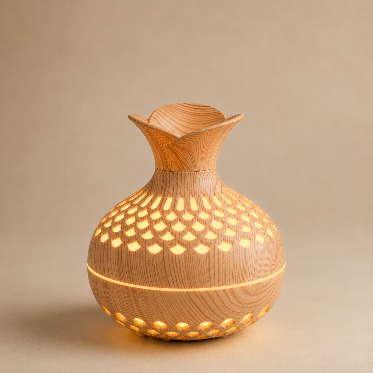 Wood Grain Vase Diffuser – Decorative USB Mist Humidifier with LED Light | Mistelio