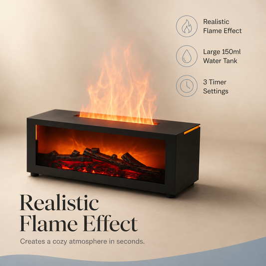 Flame Aroma Diffuser – Fireplace-Style Humidifier with Remote Control | Mistelio
