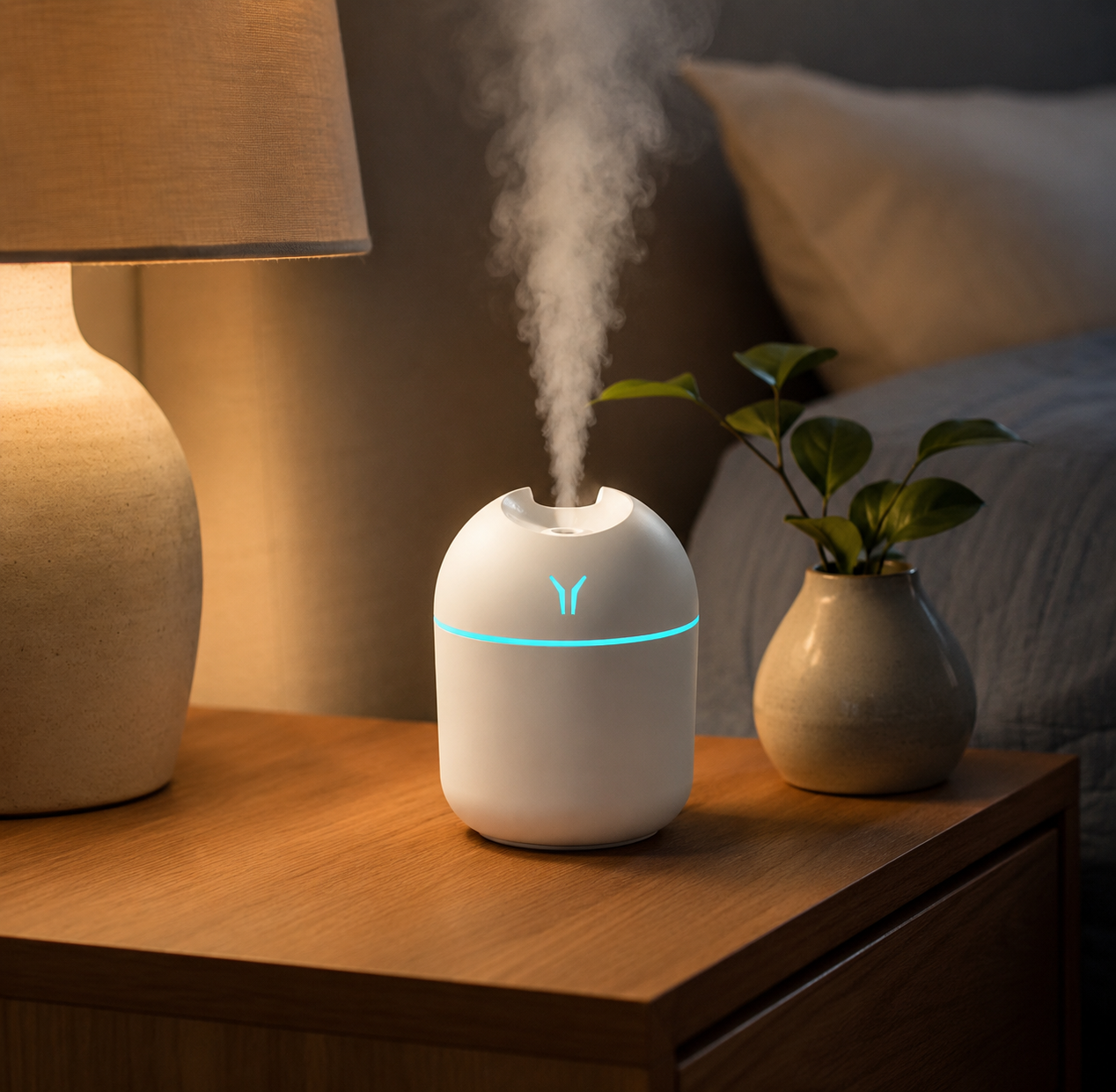 Mini USB Cool Mist Humidifier – 250ml Tank, LED Night Light for Bedroom, Car, Office | Mistelio