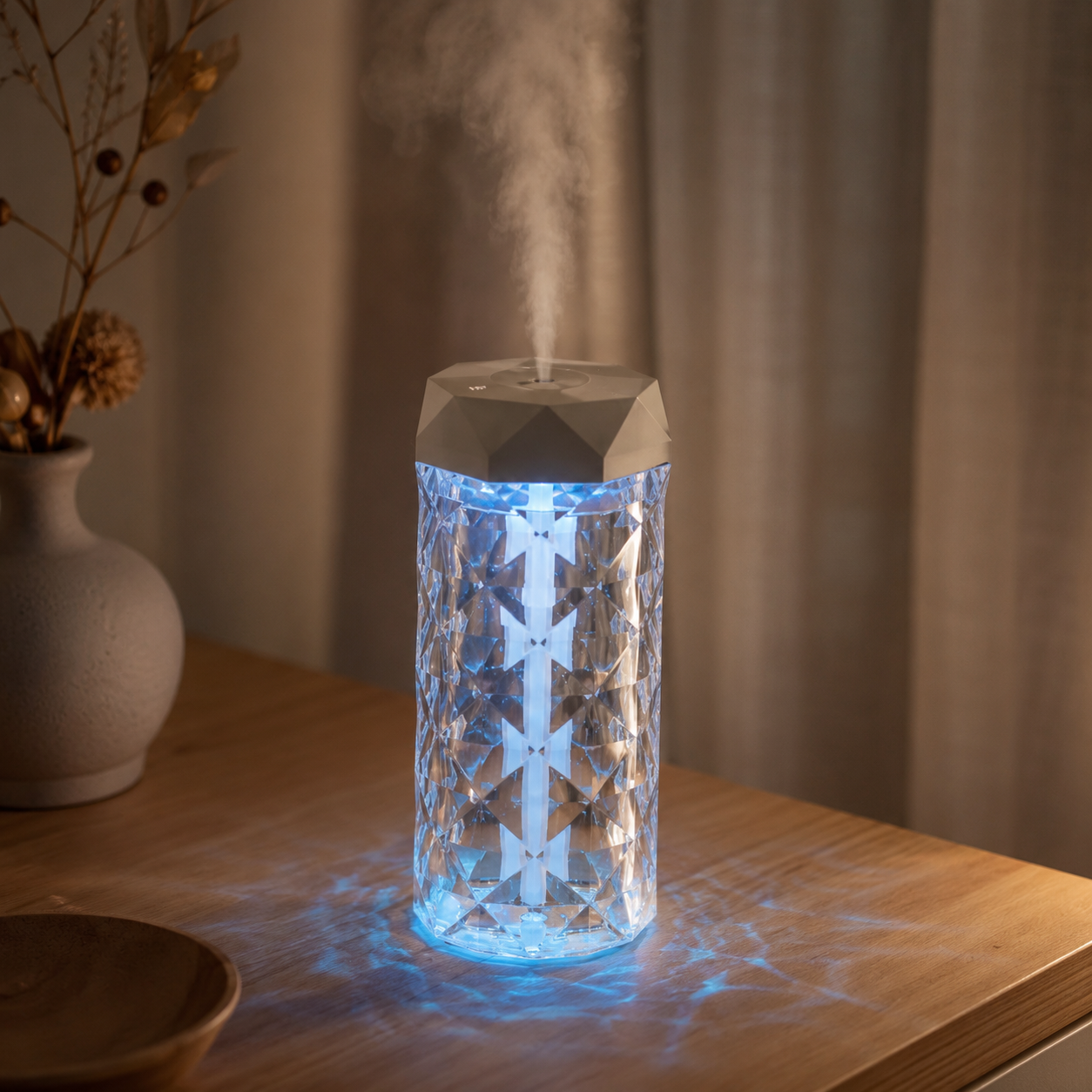 Crystal-Cut Tower Humidifier – Ultrasonic Cool Mist Diffuser with LED Light | Mistelio