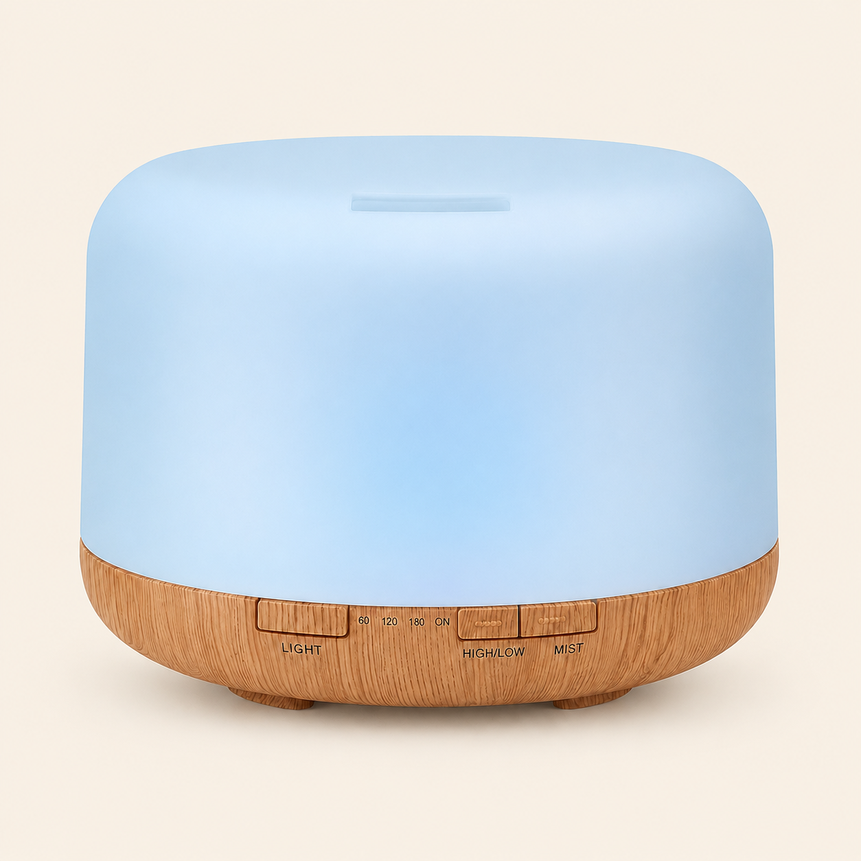 Wood Grain 500ml Essential Oil Diffuser – Remote Control, 7-Color LED | Mistelio