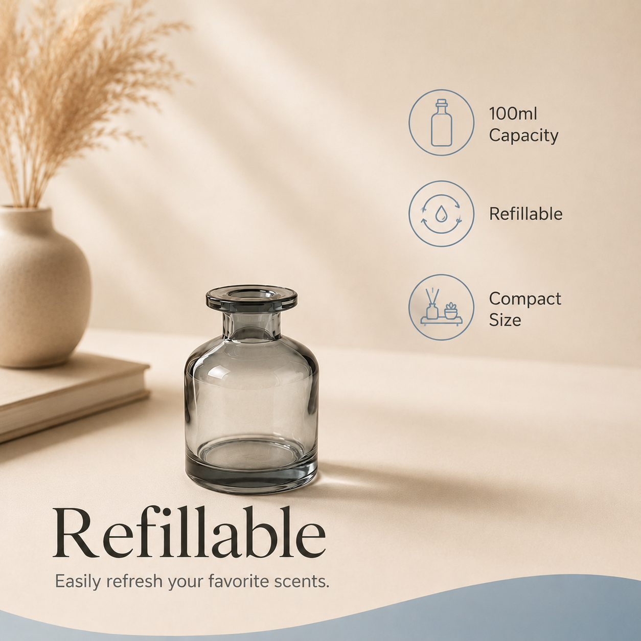 100ml Glass Diffuser Bottle - Refillable Reed Diffuser Container | Mistelio