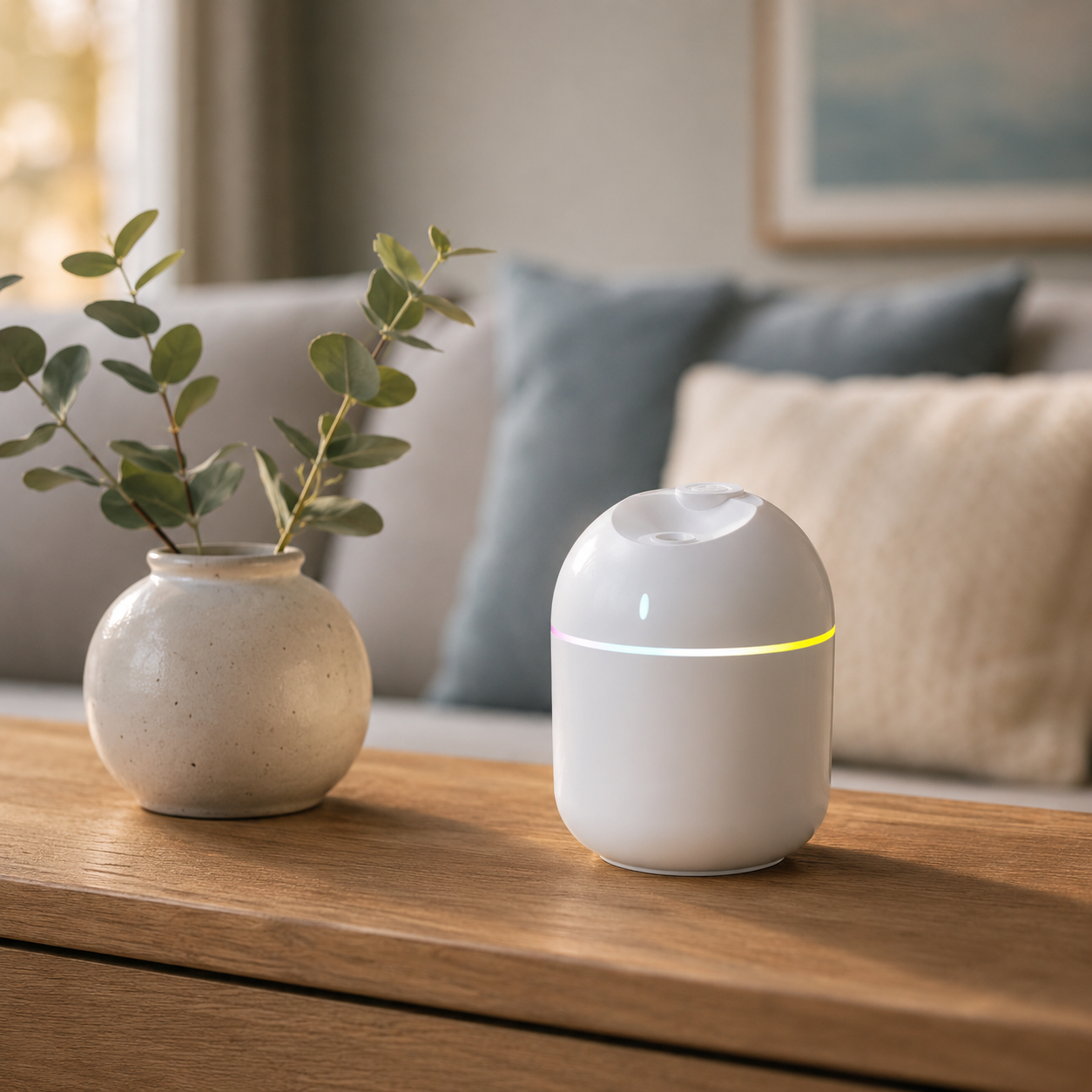 270ml Mini USB Cool Mist Humidifier – 7-Color LED Light for Bedroom, Office | Mistelio