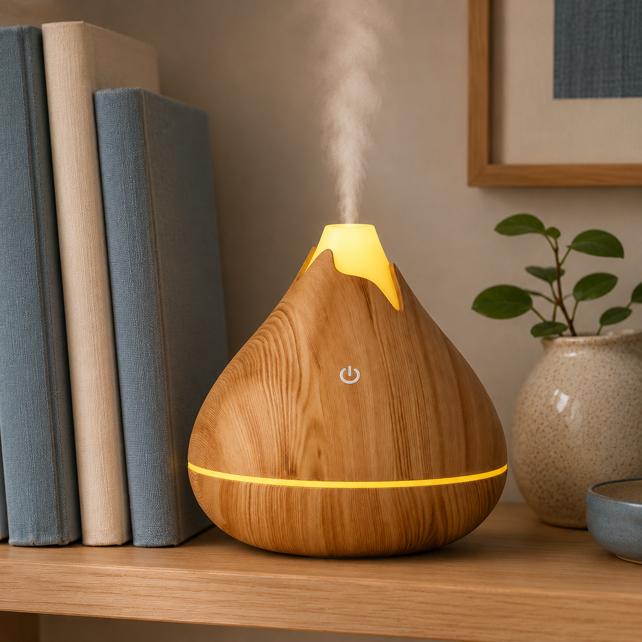 350ml Cone Diffuser – Wood-Look Remote Control Humidifier with 7-Color LED | Mistelio