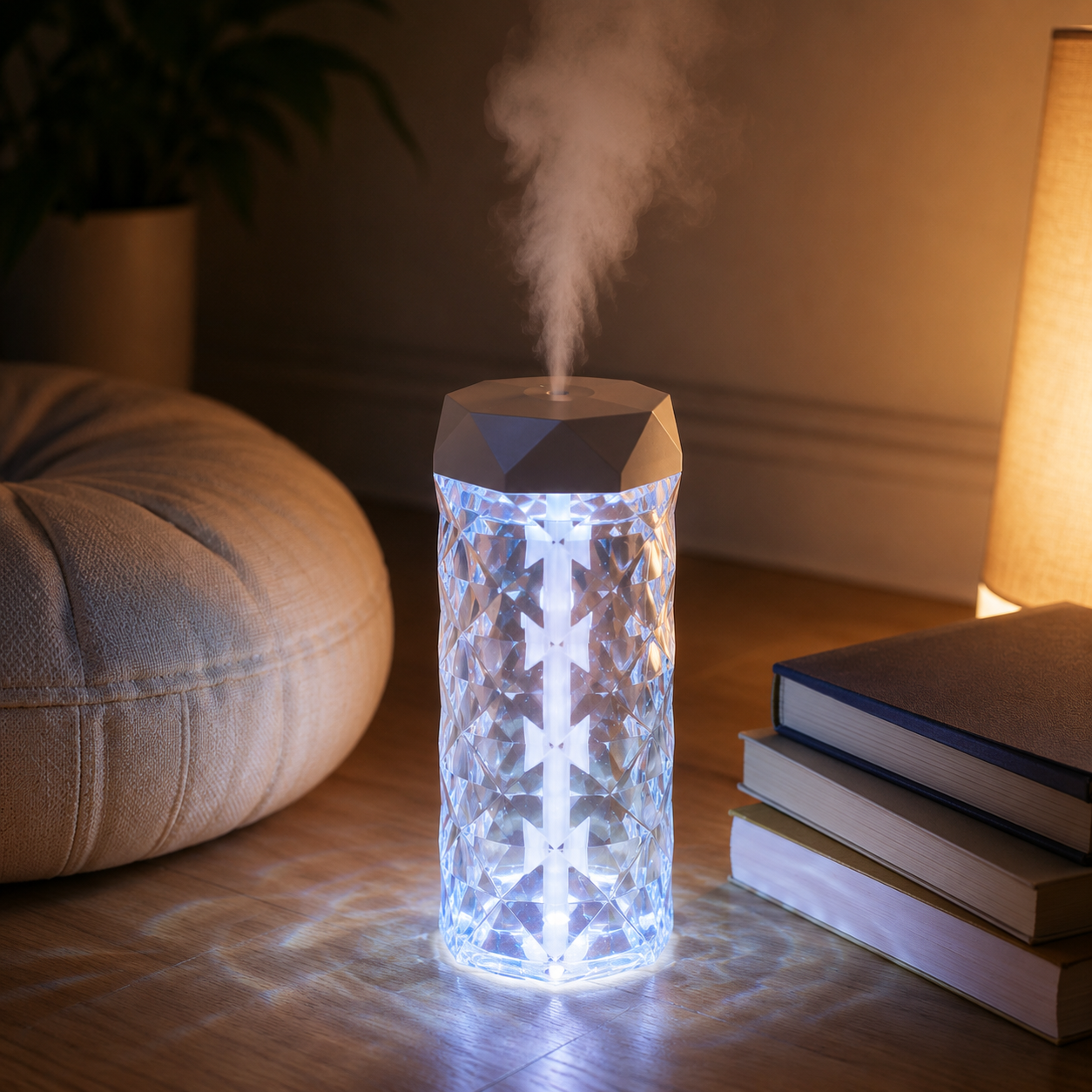 Crystal-Cut Tower Humidifier – Ultrasonic Cool Mist Diffuser with LED Light | Mistelio