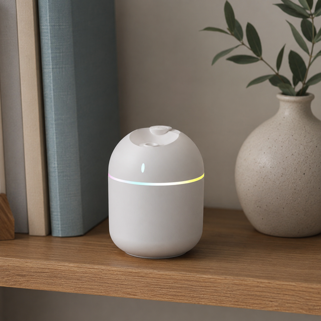 270ml Mini USB Cool Mist Humidifier – 7-Color LED Light for Bedroom, Office | Mistelio