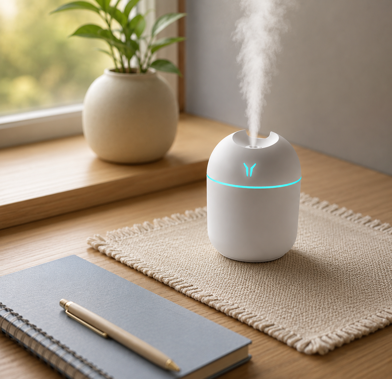Mini USB Cool Mist Humidifier – 250ml Tank, LED Night Light for Bedroom, Car, Office | Mistelio