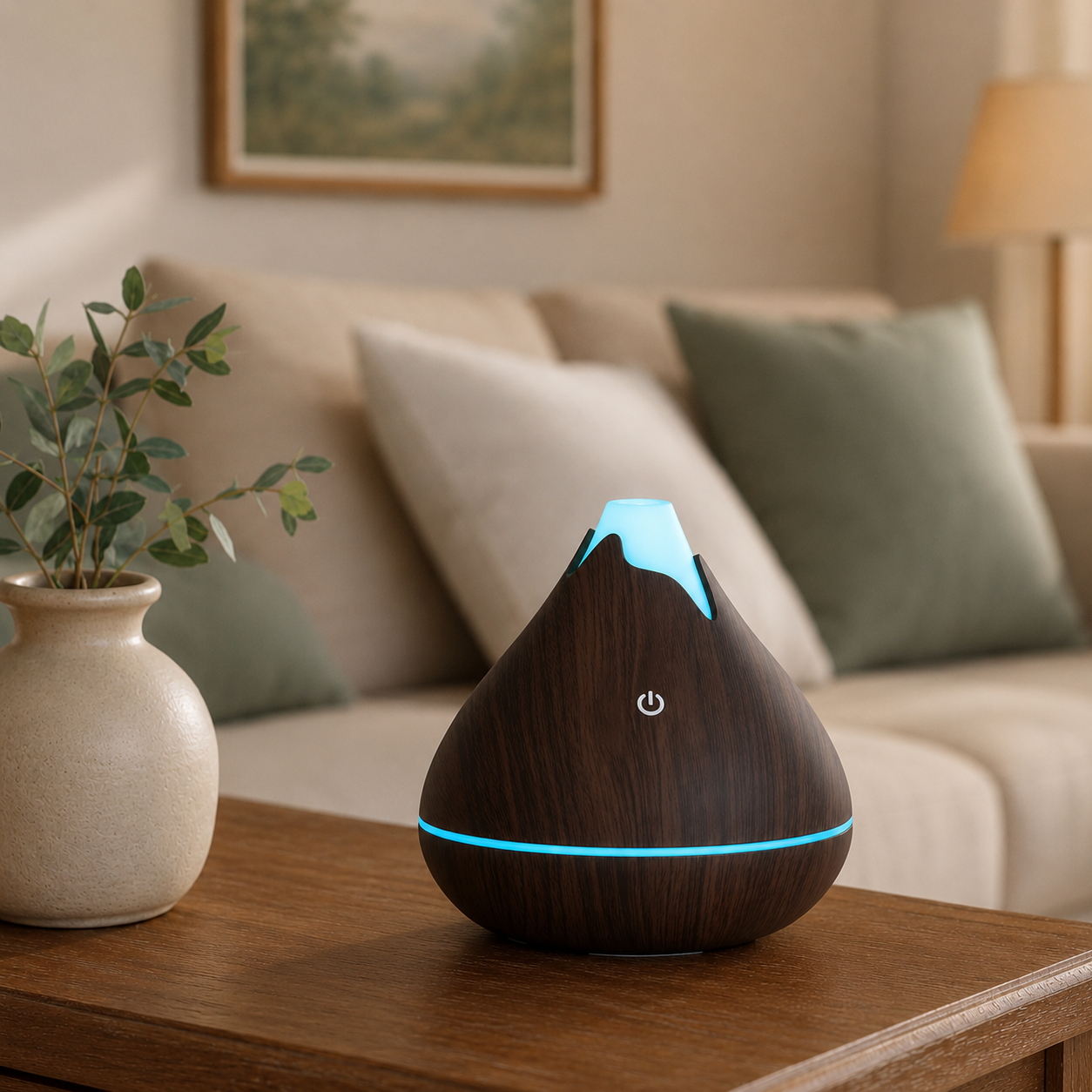 350ml Cone Diffuser – Wood-Look Remote Control Humidifier with 7-Color LED | Mistelio