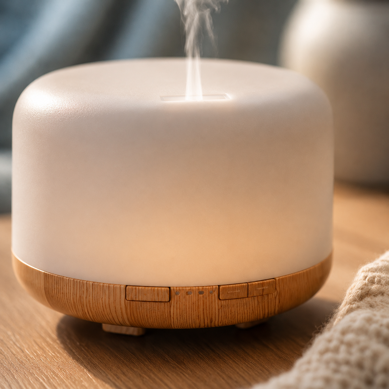 Wood Grain 300ml Aroma Diffuser – Remote Control, 7-Color LED | Mistelio