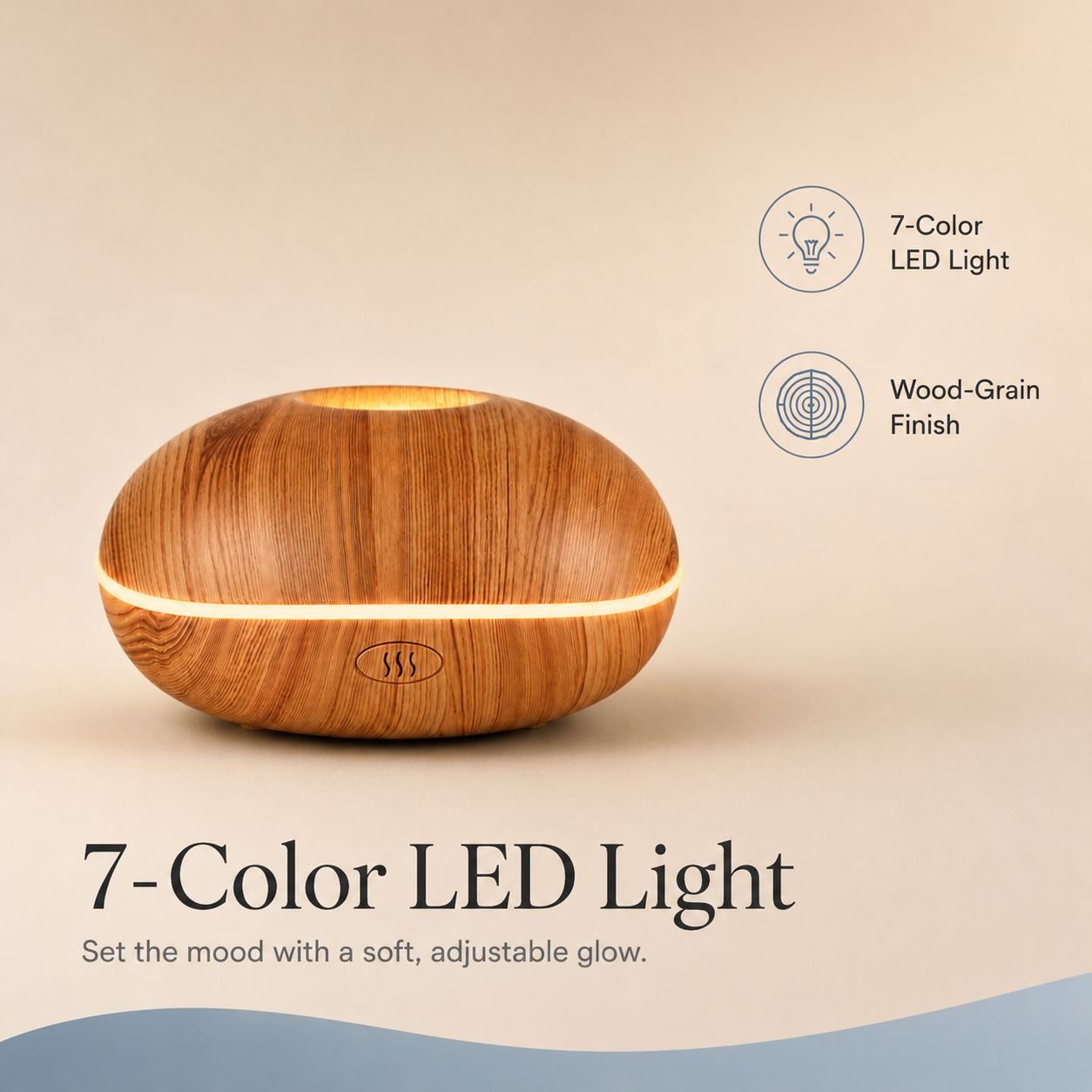 Wood Grain Diffuser - 7-Color LED Aromatherapy Diffuser with Mist | Mistelio